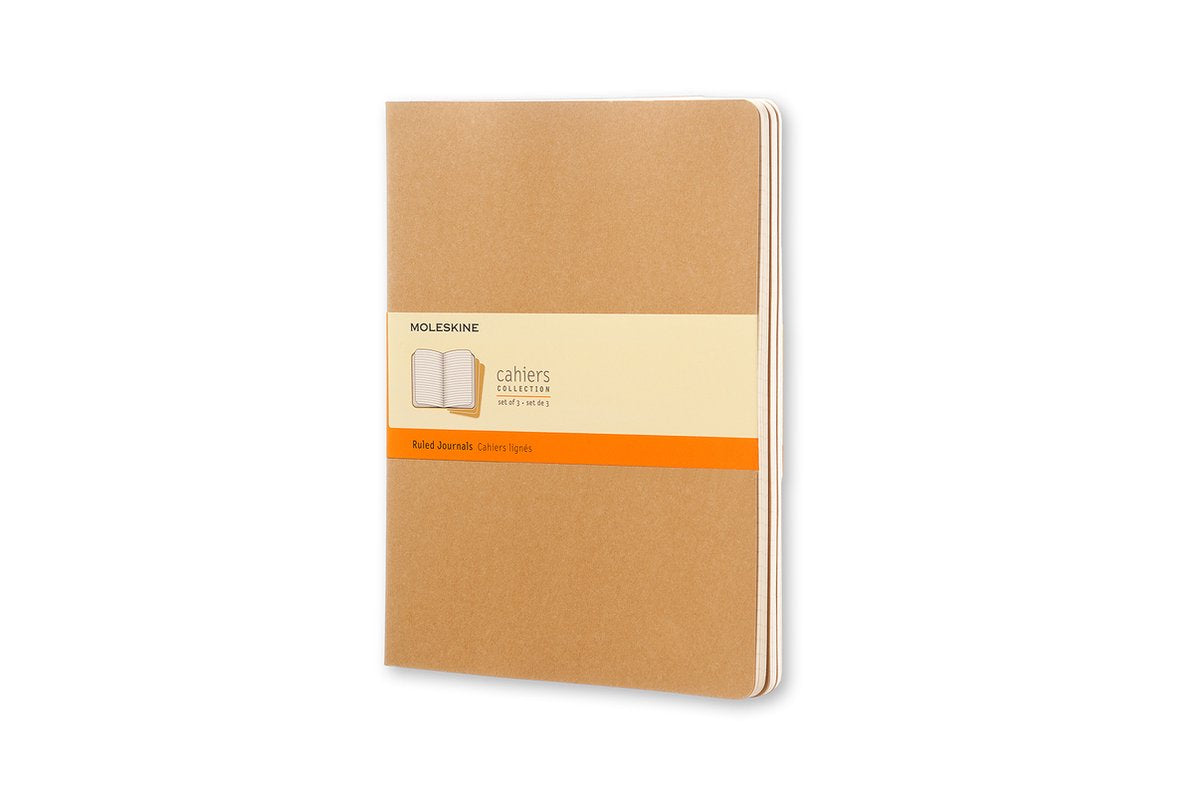 Carnets Moleskine - extra larges - lignés - marron - lot de 3