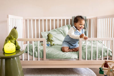 Housse de couette Trixie pour lit en coton bio audacieux vert dinosaure.