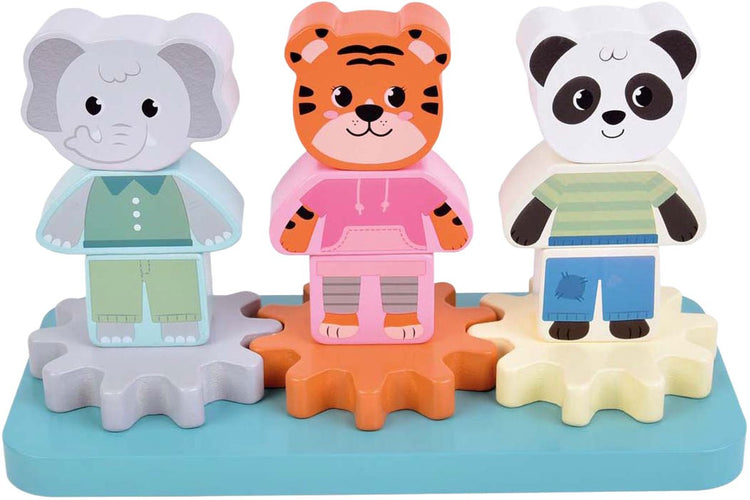 Small foot - jeu d'empilage en bois avec engrenages jungle friends fsc