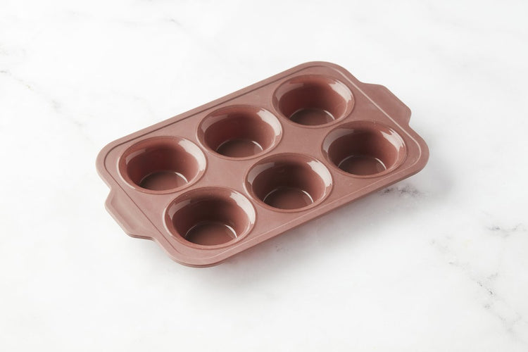 Moule point-virgule pour 6 muffins en silicone platine vintage marron 37x23x4cm