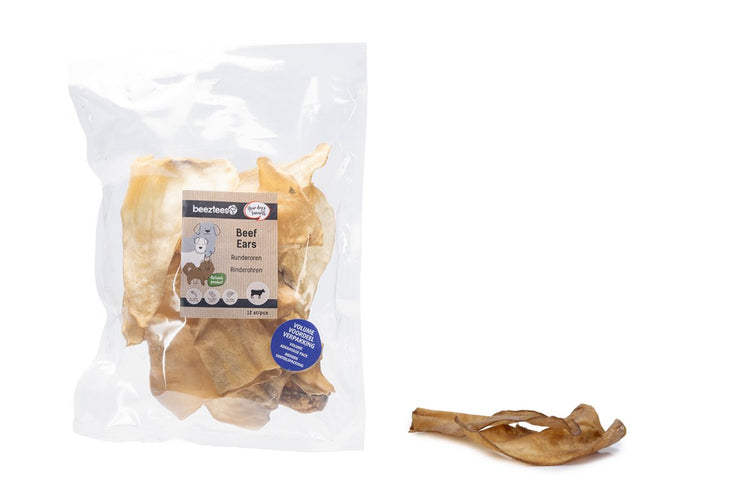 Beeztees oreilles de bœuf - naturelles - snacks pour chiens - pack économique 12 pièces