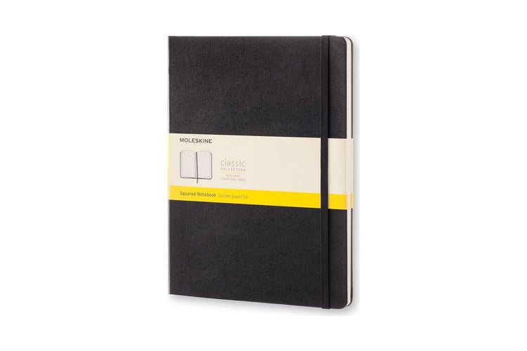 Carnet classique Moleskine - extra large - couverture rigide - à carreaux - noir