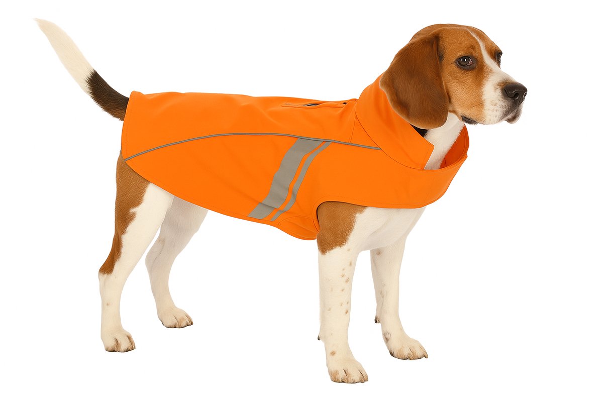 Manteau pour chien Flamingo – imperméable pour chien – imperméable pour chien avec reflet – imperméable pomi orange – 55 cm