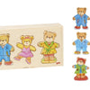 Goki Wooden Dressing Puzzle Bears in Houten Box, 36st.