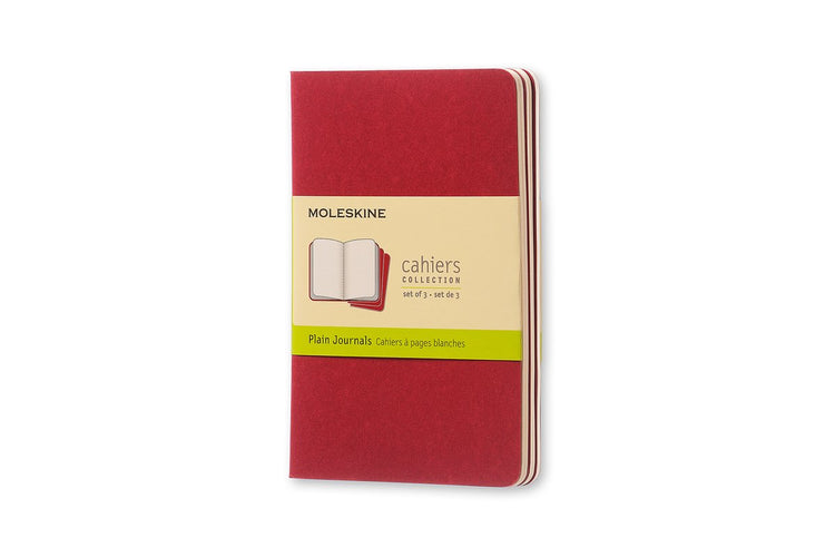 Moleskine cahier journaux - poche - vierge - rouge - lot de 3