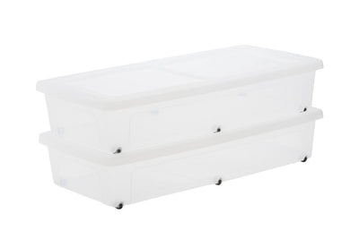 Boîte de rangement Iris clearbox - sous le lit - 35l - plastique - à roulettes - lot de 2