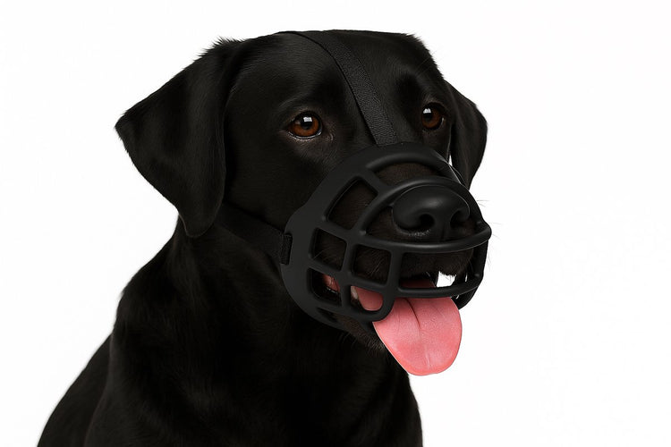 Muselière Flamingo pour chiens – Muselière en silicone souple réglable pour chien – Taille XL – Modèle Benzo Noir