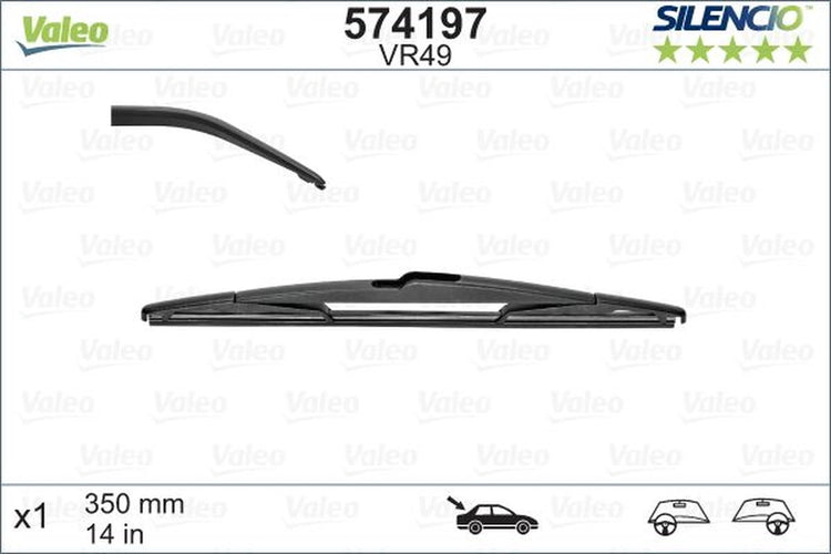 Essuie-glace arrière Valeo silencio vr49 - 350mm - essuie-glace conventionnel