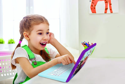 Ordinateur portable éducatif parlant bilingue congelé Lexibook avec 170 activités (85 dans chaque langue), grand écran 6,7" en anglais et allemand