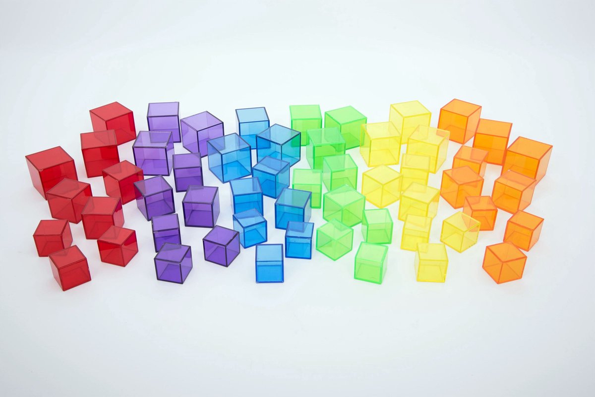 Cubes colorés transparents Tickit - lot de 54