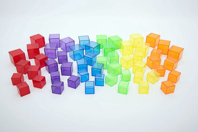 Cubes colorés transparents Tickit - lot de 54
