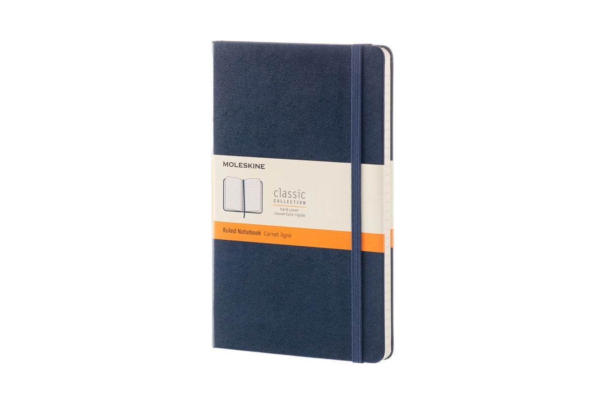 Carnet classique Moleskine - grand - couverture rigide - ligné - bleu saphir