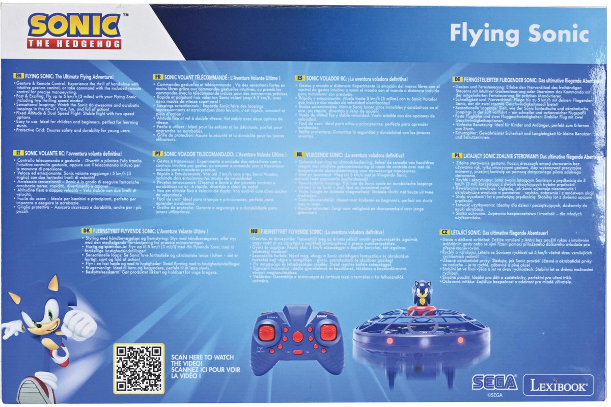 Lexibook RC Flying Sonic - l'aventure volante ultime, avec éclairage et geste de la main ! une opération mains libres avec batterie rechargeable.