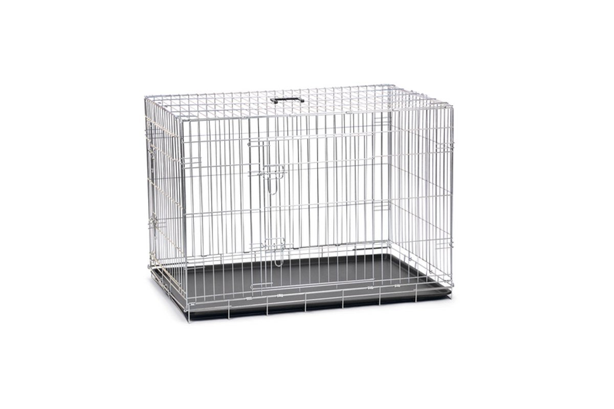 Beeztees cage pour chien xl - banc - 2 portes - pliable - galvanisé - 107x70x76 cm