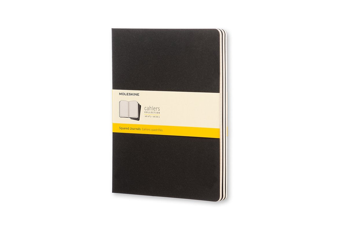 Carnets Moleskine - extra large - à carreaux - noir - lot de 3