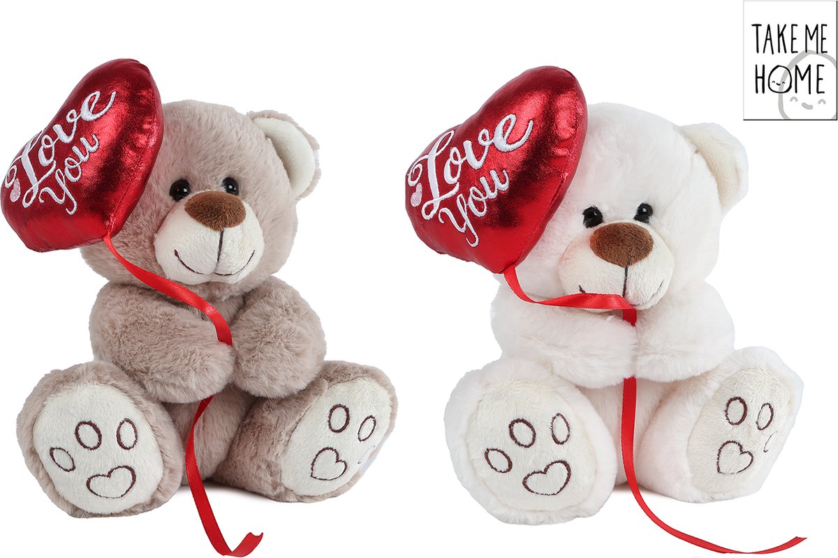 Peluche ours Take me home avec coeur ballon - 20cm