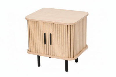 Table d'appoint de loisirs Mano avec espace de rangement - table de chevet - 45x40x48cm - aspect bois de chêne métal noir