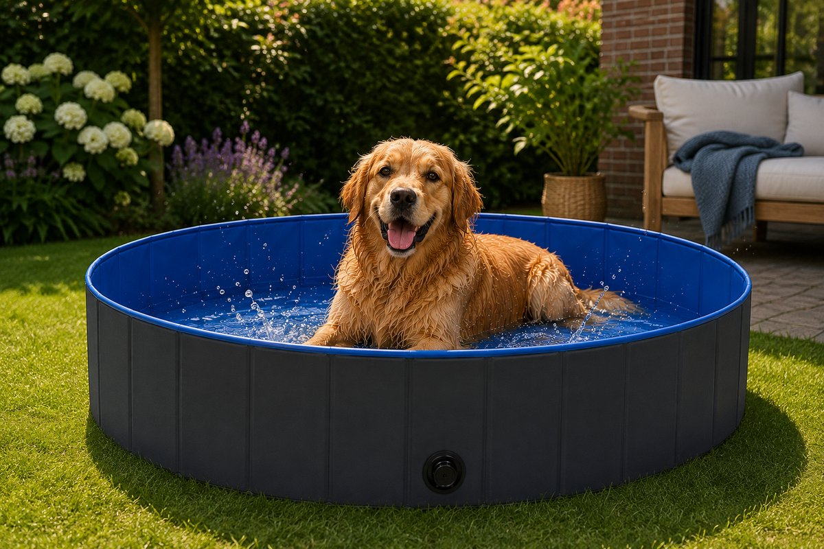 Piscine pour chiens Flamingo - piscine pour chiens - 120 x 30 cm - bleu gris foncé - piscine pliable pour chiens - splash