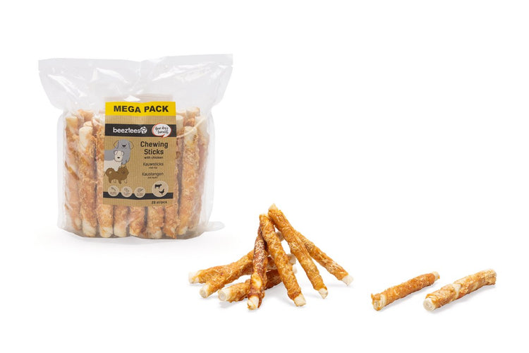 Beeztees Bâtonnets à mâcher au poulet - Snack pour chien - Snack à mâcher - Pack économique - 28 pièces - 15 cm