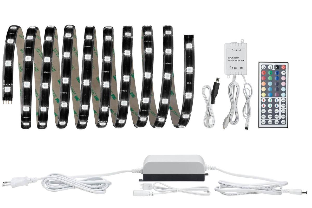Paulmann fonction yourled set de base 3m rgb 28,8w plastique noir, 70322