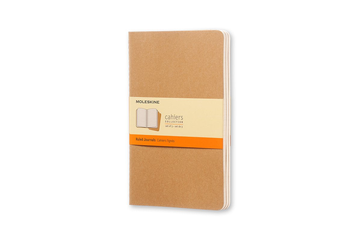 Carnets Moleskine - grands - lignés - marron - lot de 3