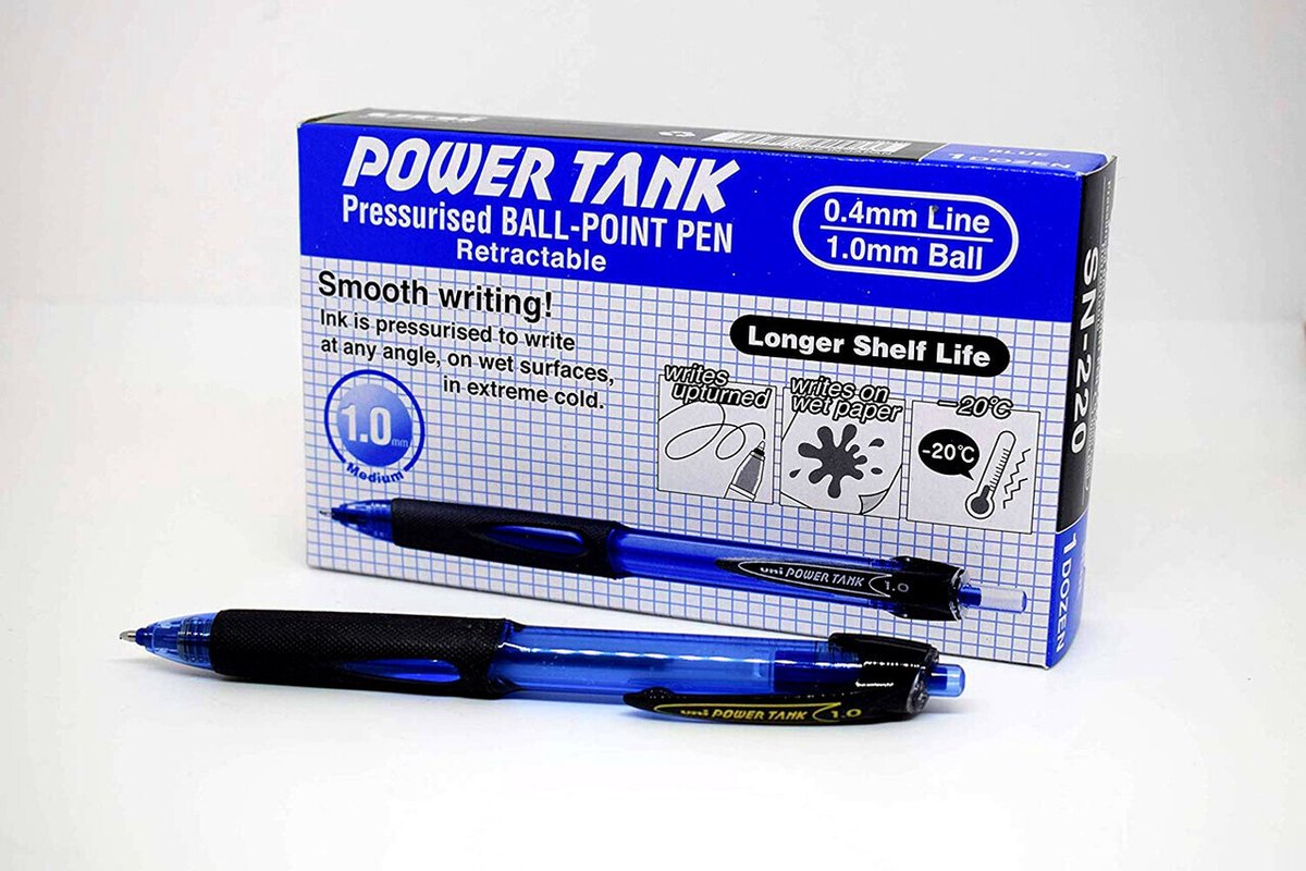 Stylo à bille Uni-ball power tank moyen bleu | 12 pièces