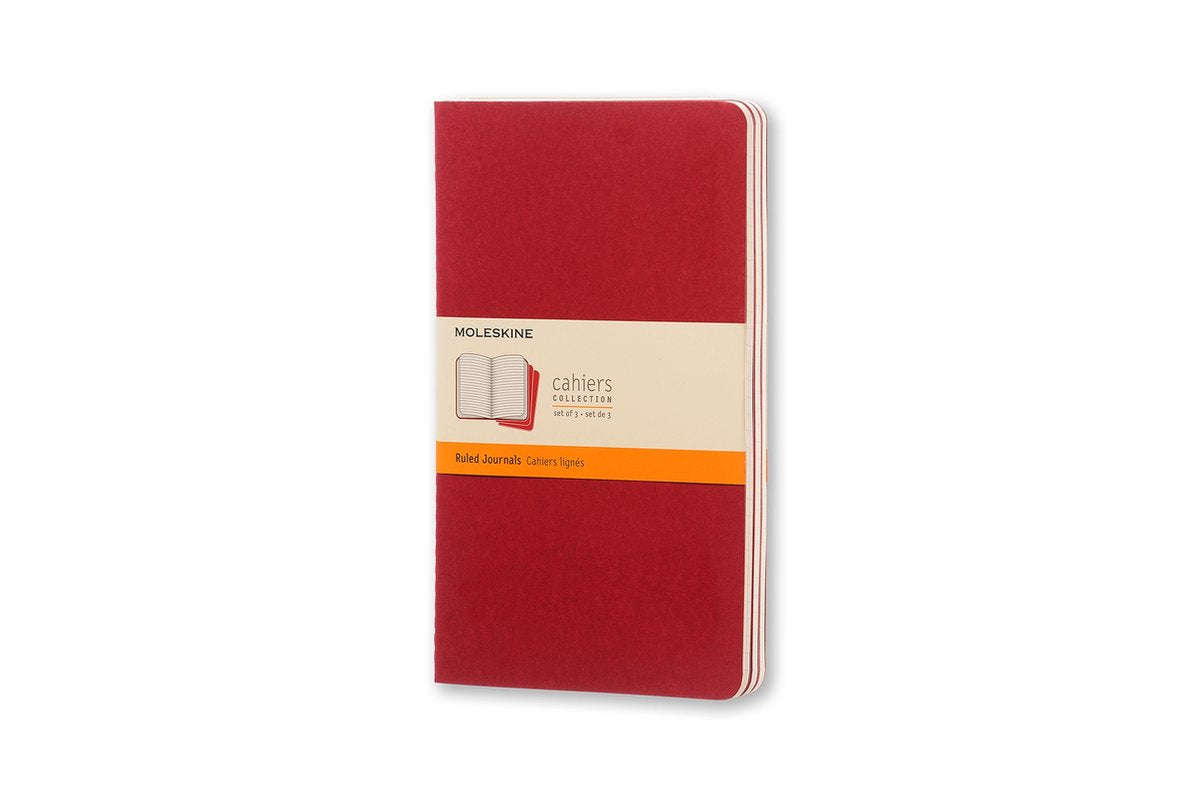 Carnets Moleskine - grands - lignés - rouge - lot de 3