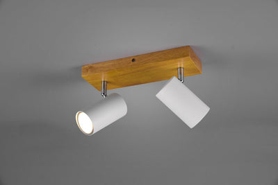 Trio marley - spot - blanc mat - excl. 2x gu10 4,5w - élément en bois