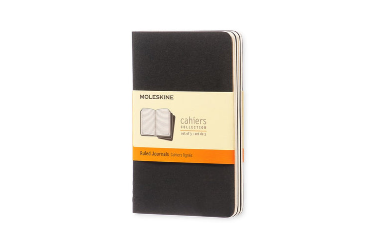Moleskine cahier journaux - poche - ligné - noir - lot de 3