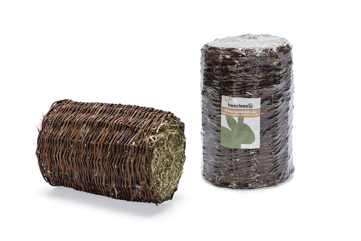 Beeztees tunnel de saule avec foin - snack pour rongeurs - m - 25x16 cm