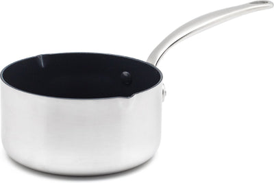 Greenpan barcelona evershine casserole 16cm - 1,5l - revêtement antiadhésif sans PFA - casserole induction - poêle en céramique - passe au four jusqu'à 220°c - sans couvercle - argent