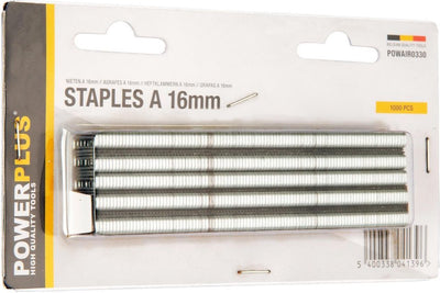 Agrafes Powerplus type a powair0330 - largeur de dos 6 mm, longueur 16 mm - adaptées aux agrafeuses pneumatiques