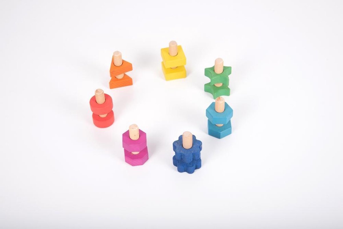 Tickit écrous en bois arc-en-ciel et boulons