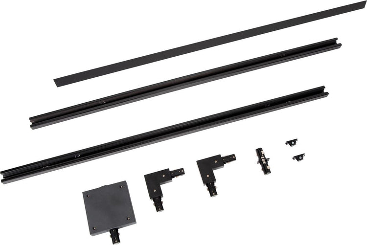 Kit de démarrage sur rail Lucide - Éclairage sur rail à système monophasé - 2 mètres - noir