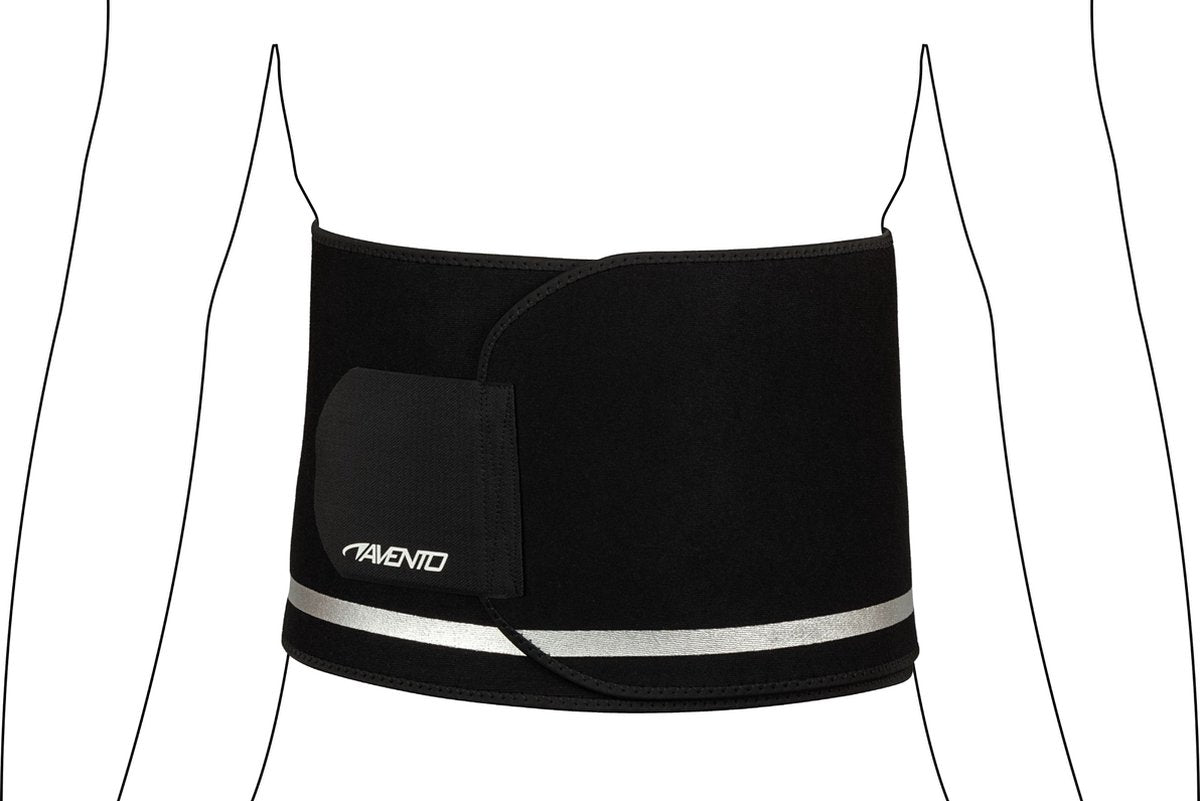 Ceinture de sauna Avento - réglable - noir gris argenté - taille L XL