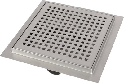 Caniveau de douche Differnz - avec bride - carré - 25 x 25 cm - acier inoxydable