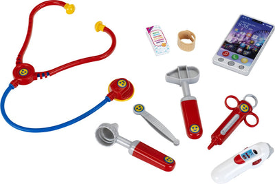 Mallette de médecin Klein Toys - incl. instruments pour smartphone et jouets - rouge bleu