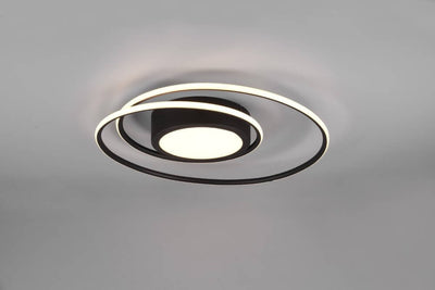 Trio yava - plafonnier - noir mat - incl. 1x SMD 56w - télécommande - variateur intégré - couleur de la lumière réglable en continu - ne convient pas pour un variateur externe - source lumineuse non remplaçable