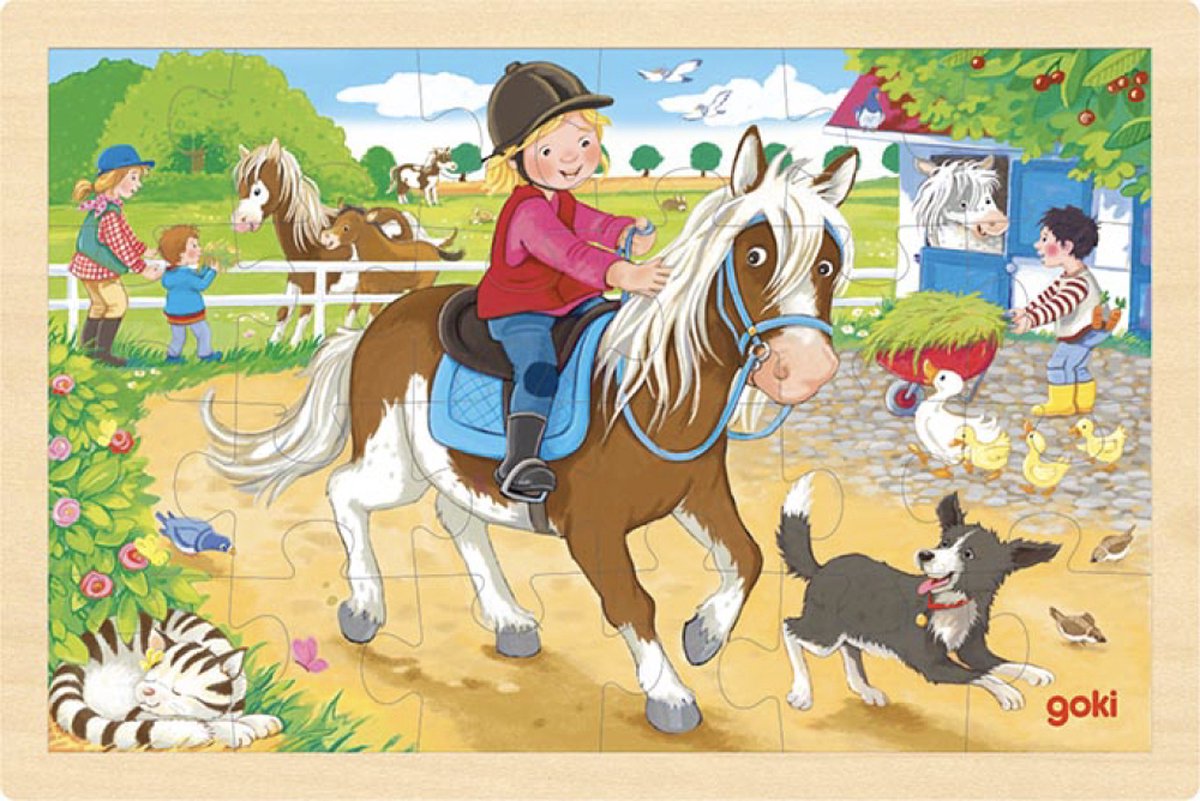 Goki Wooden Jigsaw Puzzle Pony Farm, 24st.
