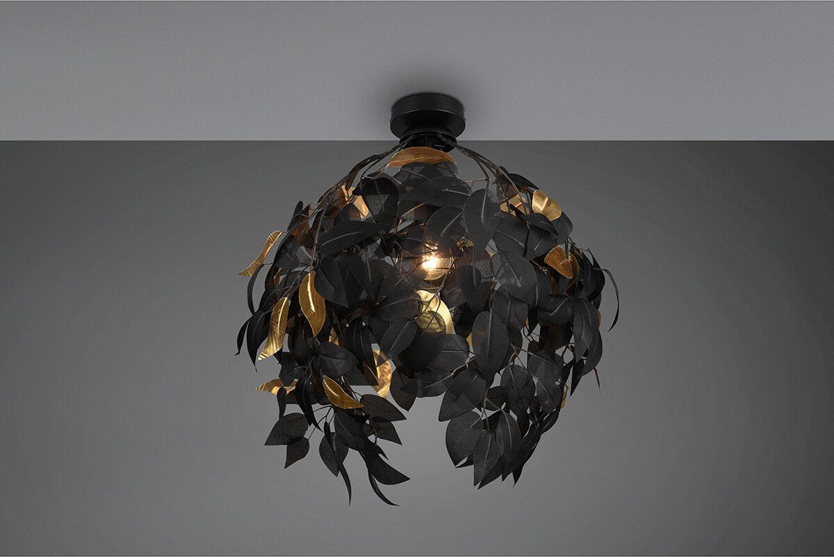 Rl live your light reality leavy - plafonnier - noir mat - excl. 1x e27 28 w - montage au plafond - protection des motifs