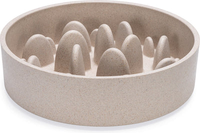 Designed by lotte pom gamelle antidérapante pour chien - chien à alimentation lente - gamelle de nourriture - va au lave-vaisselle - bambou - beige - 1430 ml