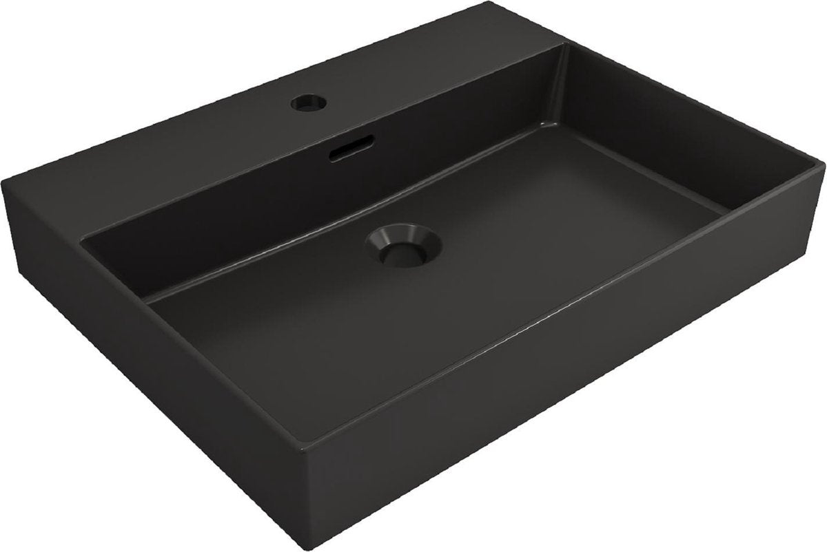 Lavabo Plieger Kansas - 60x45 cm - avec trou pour robinetterie - noir mat