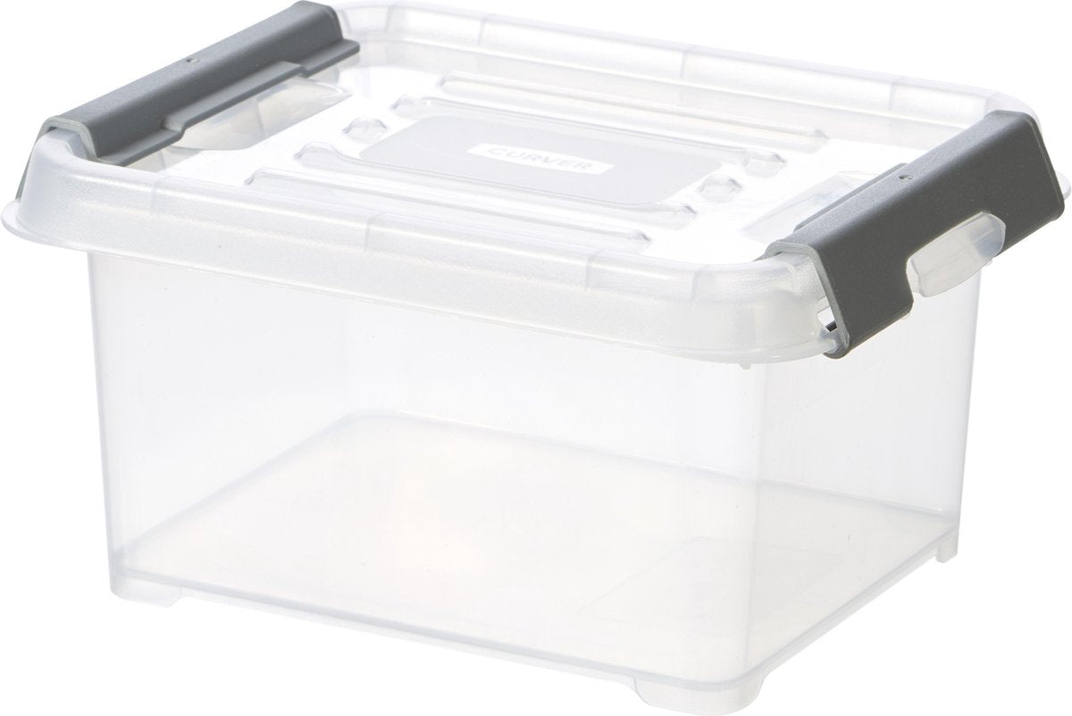 Courbe | boîte pratique - plus 2l + clips gris avec couvercle