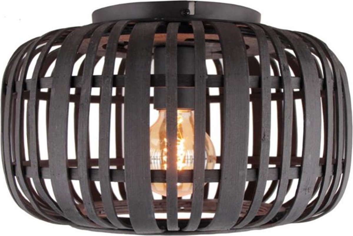 Brilliant woodrow - plafonnier - e27 max 1x40w - bois noir