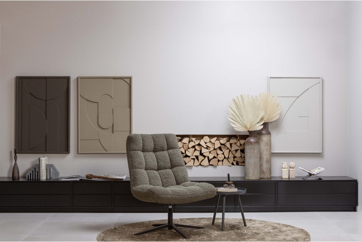 Fauteuil pivotant Woood job - teddy - vert - 101x70x85