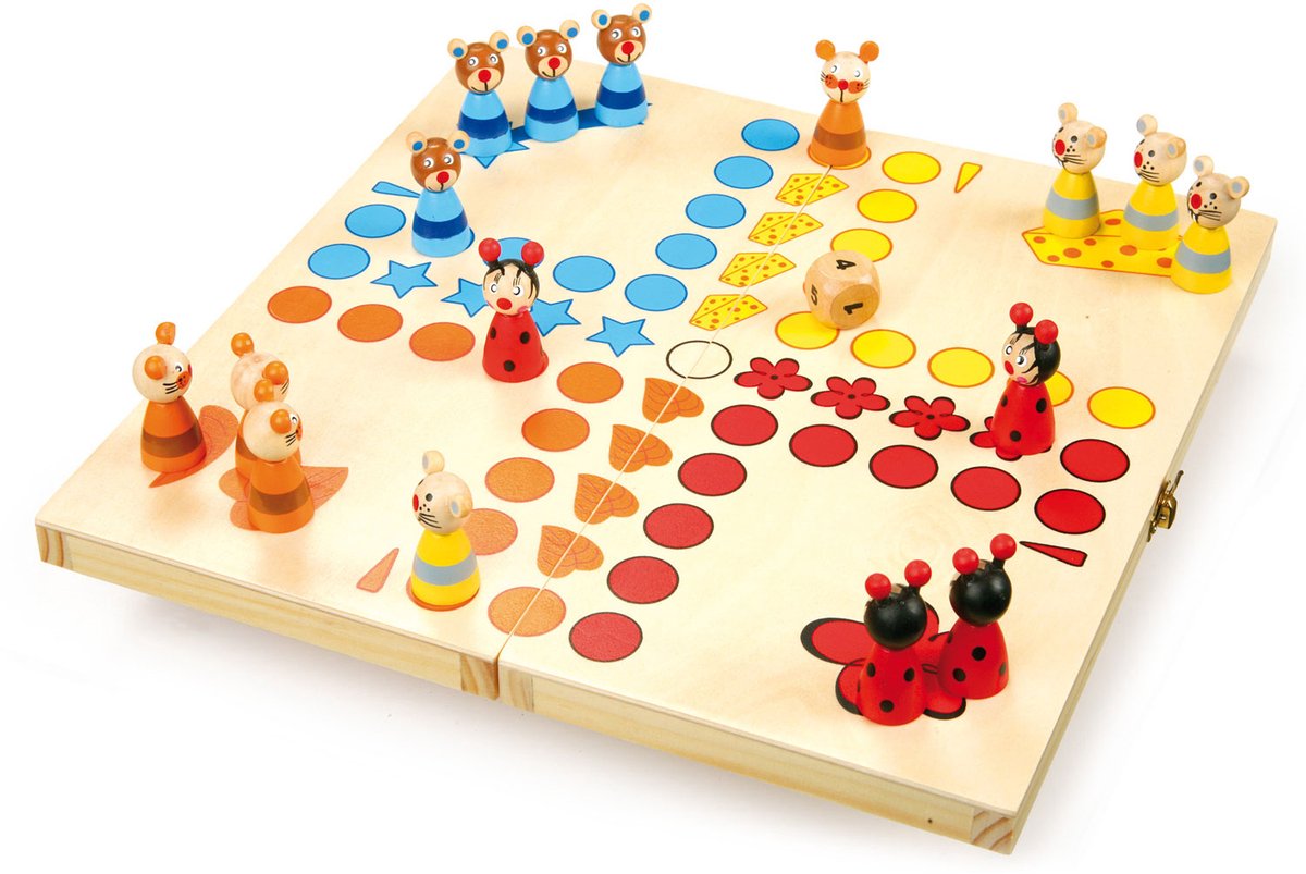 Animaux ludo en bois à petit pied