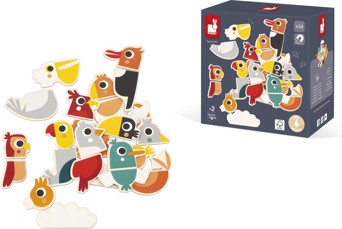 Janod - set d'aimants - oiseaux