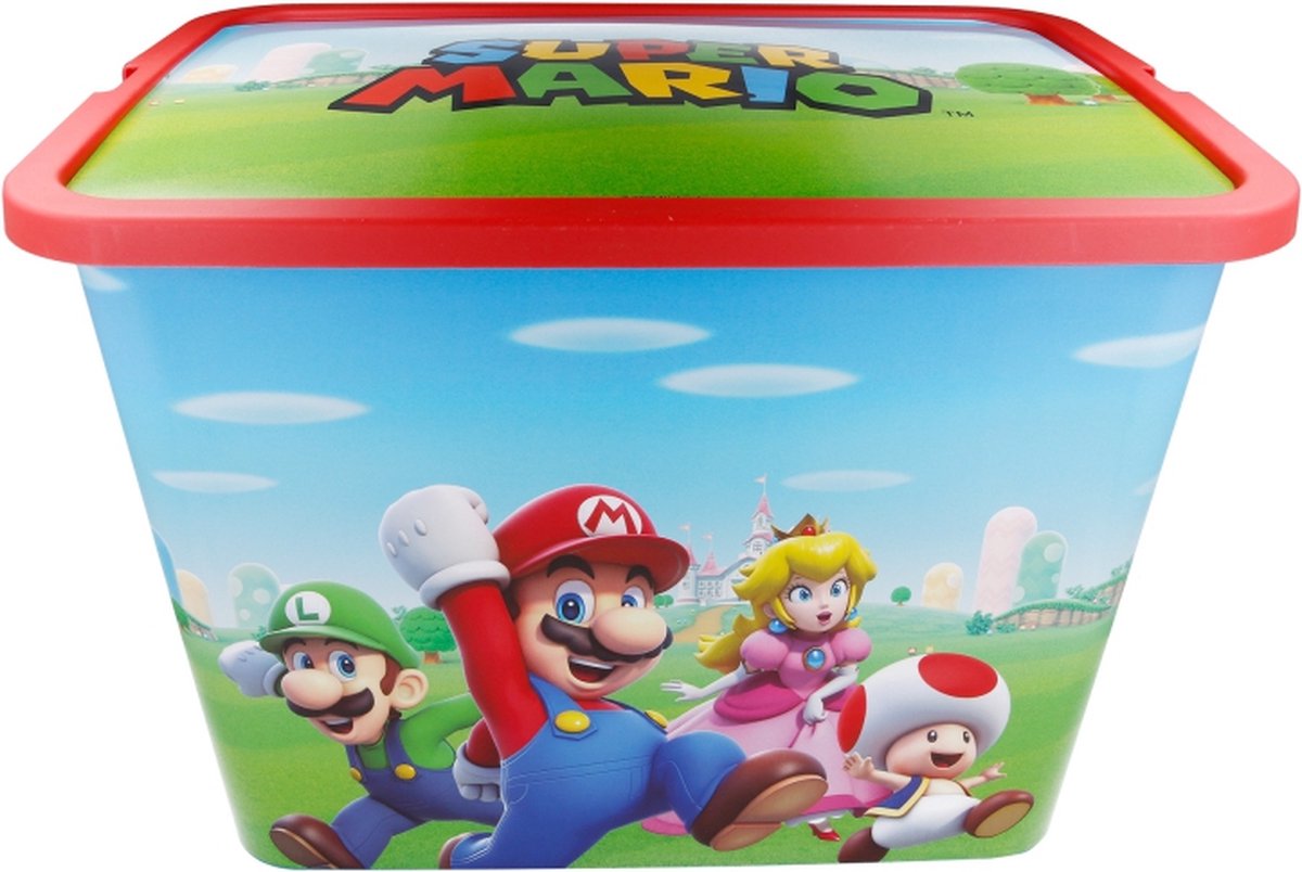 Stor boîte de rangement super mario 23 litres vert bleu rouge