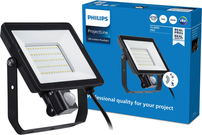 Philips Spot LED Philips Projectline 50W lumière blanc froid - 4000K - détecteur de mouvement intégré