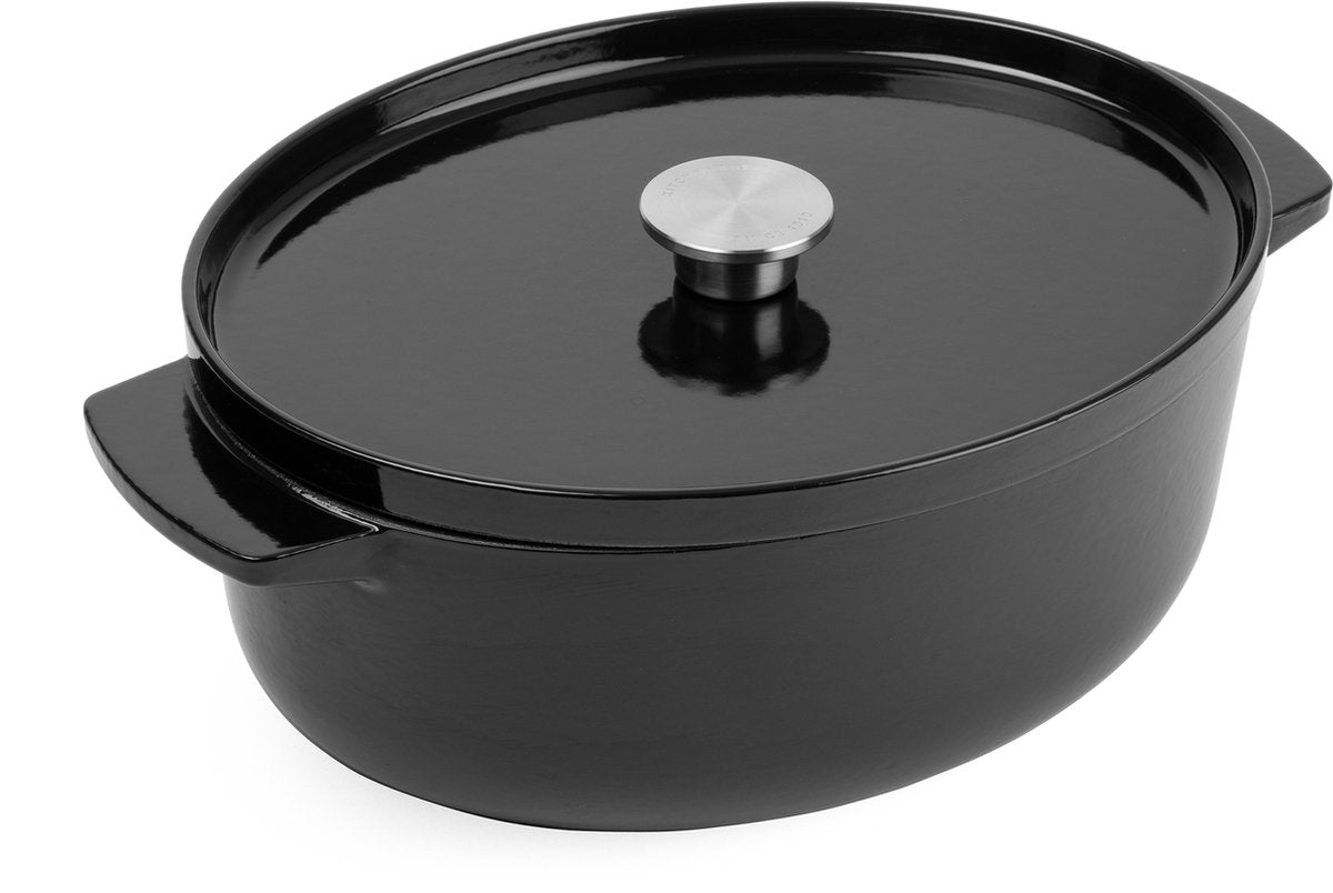 Poêle Kitchenaid 30cm - fonte émaillée - noir onyx - ovale